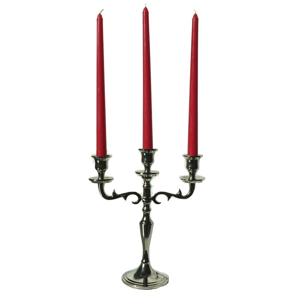 NewNest Australia - WHW Whole House Worlds Hamptons Three Arm Silver Candelabra, Hand Crafted of Silver Aluminum Nickel, 10.25 Inches High, Weighted 