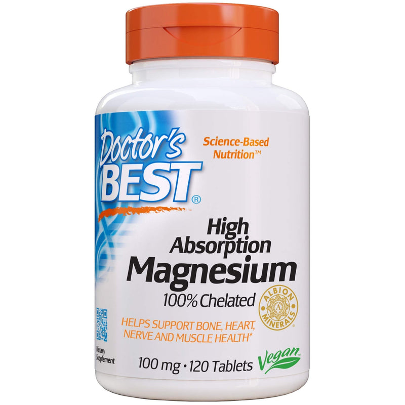 Doctor's Best High Absorption Magnesium Glycinate Lysinate, 100% Chelated, TRACCS, Not Buffered, Non-GMO, Vegan, Gluten & Soy Free, 100 mg, 120 Tablets - NewNest Australia