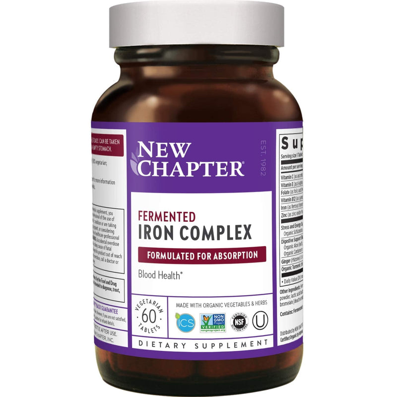 Iron Supplement, New Chapter Fermented Iron Complex with Organic Whole-Food Ingredients + One Daily Non-Constipating Dose- 60ct, 2 Month Supply 60 Count (Pack of 1) - NewNest Australia