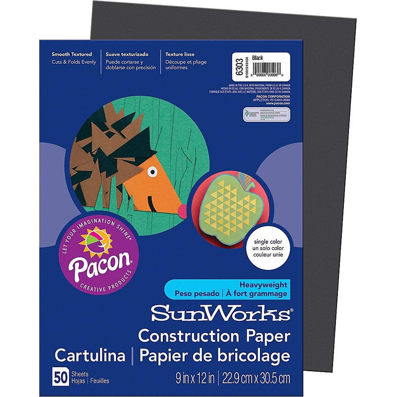 SunWorks Construction Paper, Black, 9" x 12", 50 Sheets - NewNest Australia