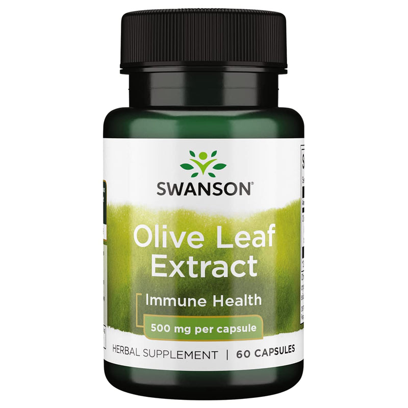 Swanson Olive Leaf Extract Immune Health Cardiovascular Health Antioxidant Support Supplement 500 mg 60 Capsules (standardized to 20% oleuropein) - NewNest Australia