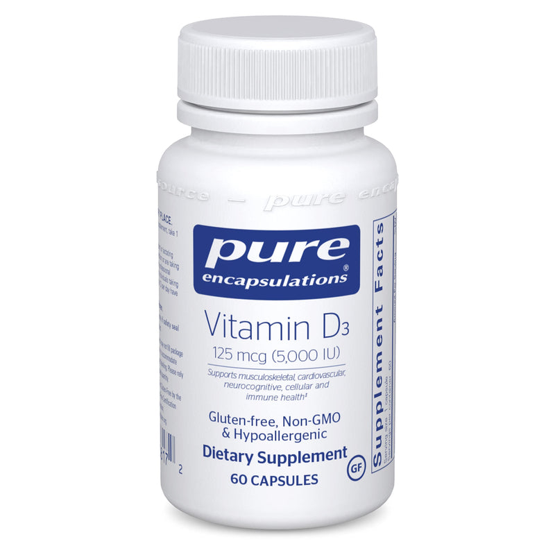 Pure Encapsulations Vitamin D3 125 mcg (5,000 IU) | Supplement to Support Bone, Joint, Breast, Prostate, Heart, Colon and Immune Health* | 60 Capsules 60 Count (Pack of 1) - NewNest Australia