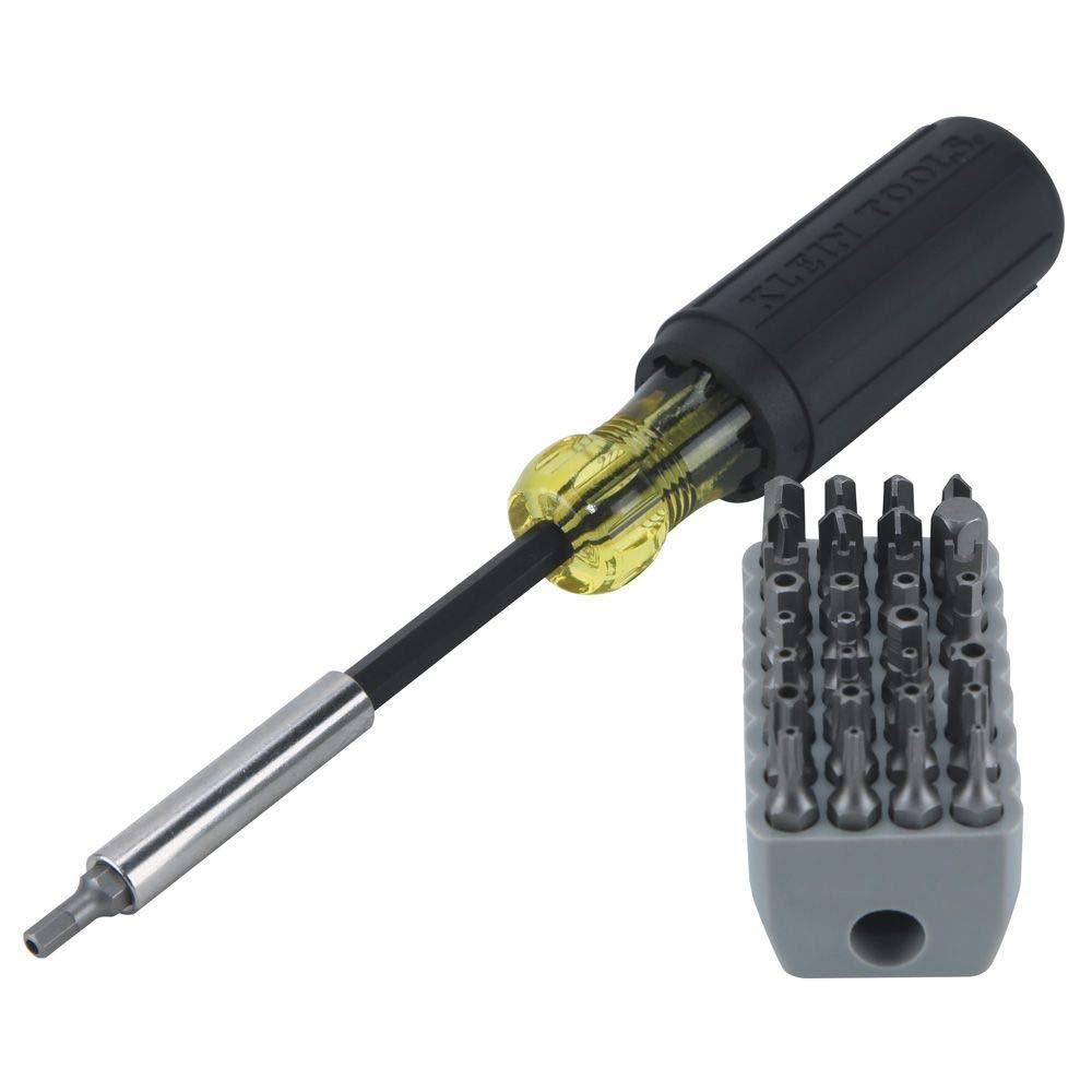 Klein Tools 32510 Magnetic Multibit Screwdriver with Sturdy Torx, Hex, Spanner, Tri-Wing, Torq and Nut Tamperproof Bits and Storage Block - NewNest Australia