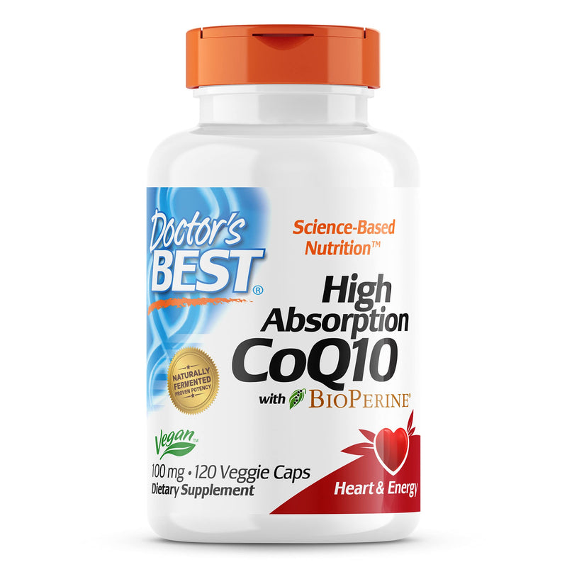 Doctor's Best High Absorption CoQ10 with Bioperine, Heart Health & Energy Production, Non-GMO, Gluten & Soy Free, Vegan, 100 Mg, 120 count - NewNest Australia