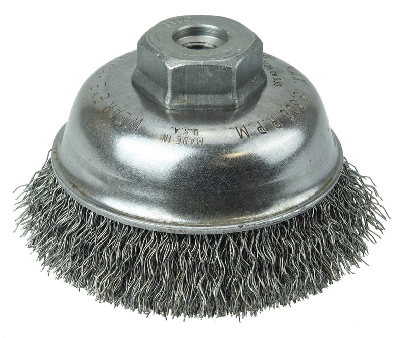 Weiler 13175 3-1/2" Crimped Wire Cup Brush, 0.014" Steel Fill, M10 x 1.25 Nut, Made in The USA 3-1/2" Dia .014" Wire Size x 7/8" Trim Length - NewNest Australia