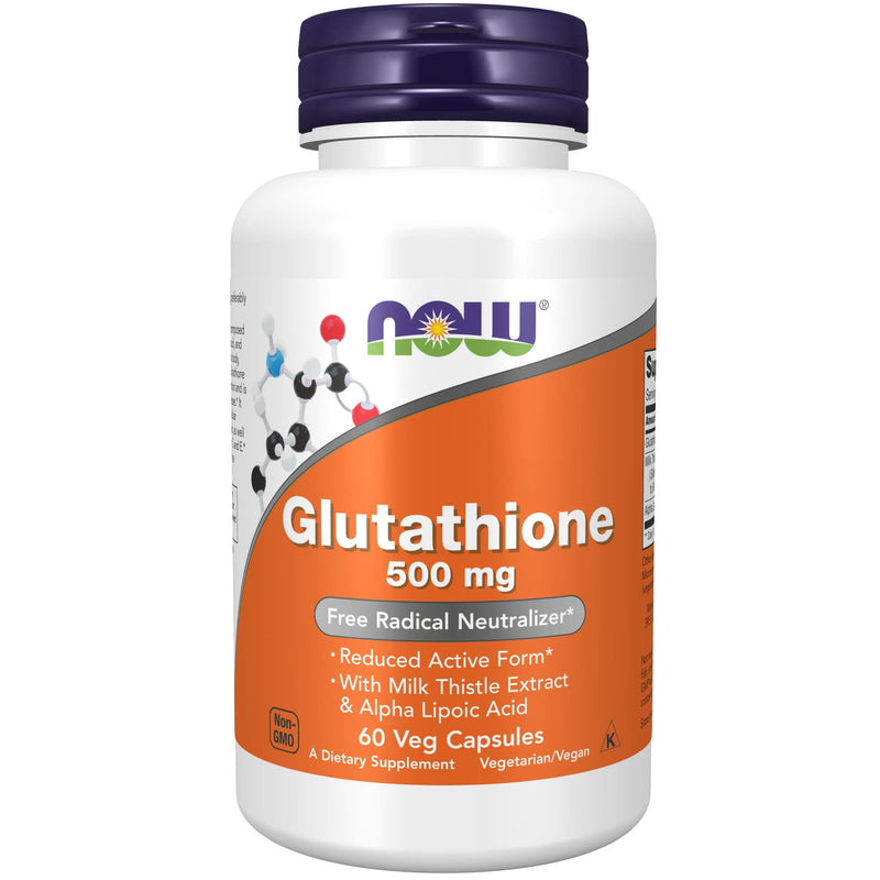 NOW Supplements, Glutathione 500 mg, with Milk Thistle Extract & Alpha Lipoic Acid, Free Radical Neutralizer, 60 Veg Capsules - NewNest Australia