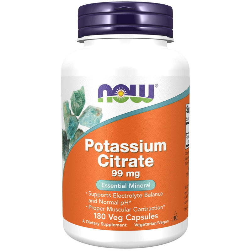 NOW Supplements, Potassium Citrate 99 mg, Supports Electrolyte Balance and Normal pH, Essential Mineral, 180 Veg Capsules - NewNest Australia