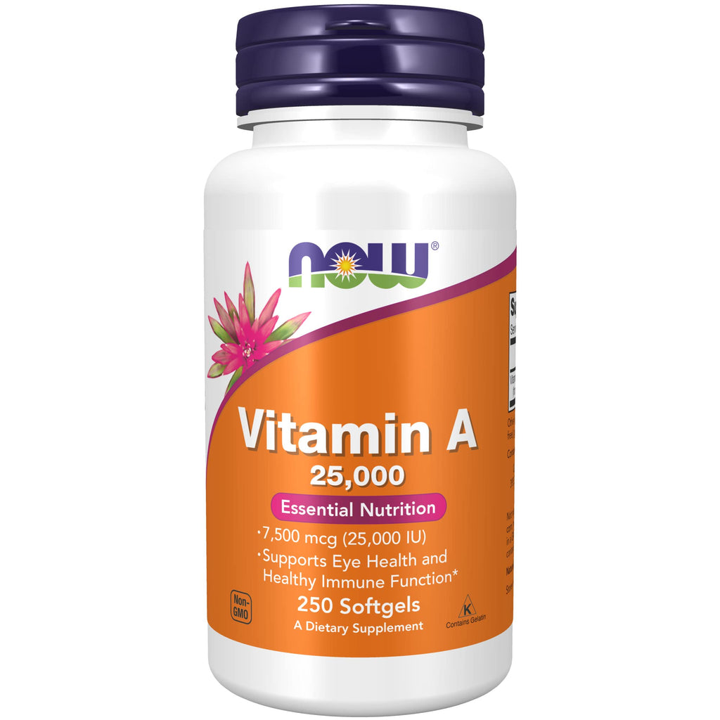 NOW Supplements, Vitamin A (Fish Liver Oil) 25,000 IU, Essential Nutrition, 250 Softgels - NewNest Australia