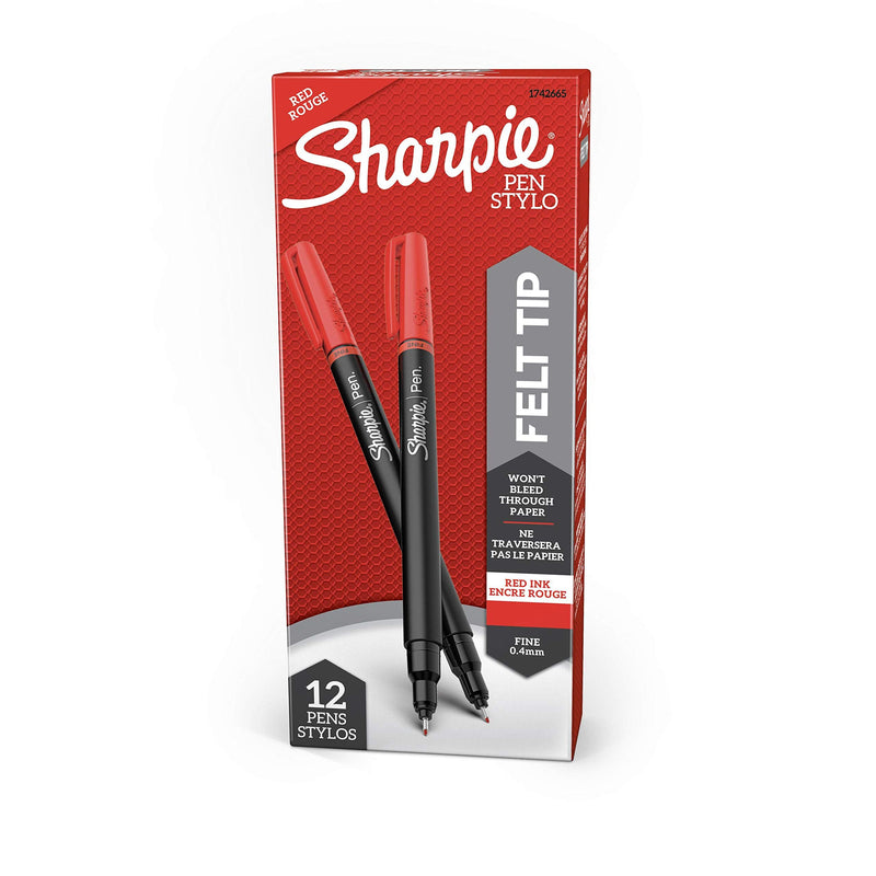 Sharpie Felt Tip Pens, Fine Point, Red, 12-Count - NewNest Australia
