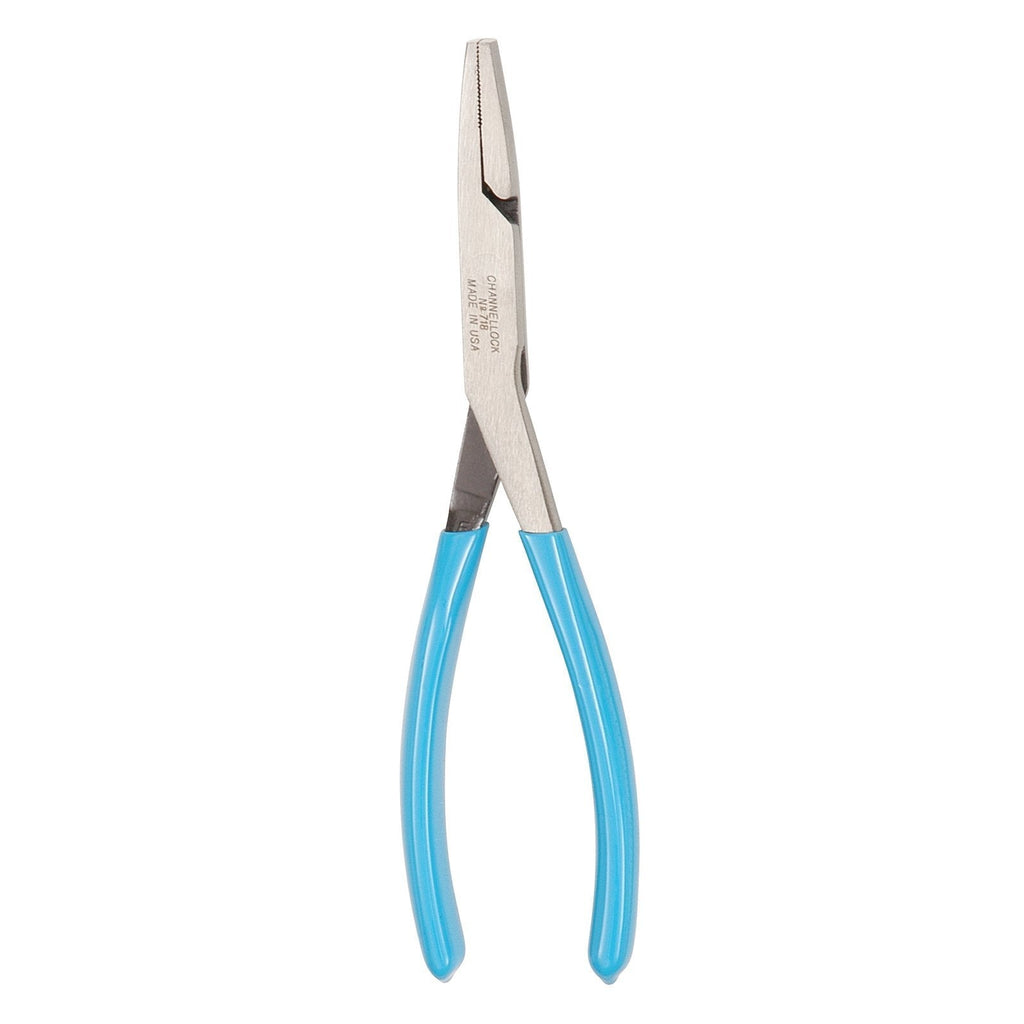 Channellock 718 8-Inch Flat Nose Pliers | Duckbill Jaw Pliers with Extra Long Nose and Crosshatch Teeth Pattern Designed for Hard-to-Reach Places | Forged of High Carbon Steel | Made in the USA - NewNest Australia