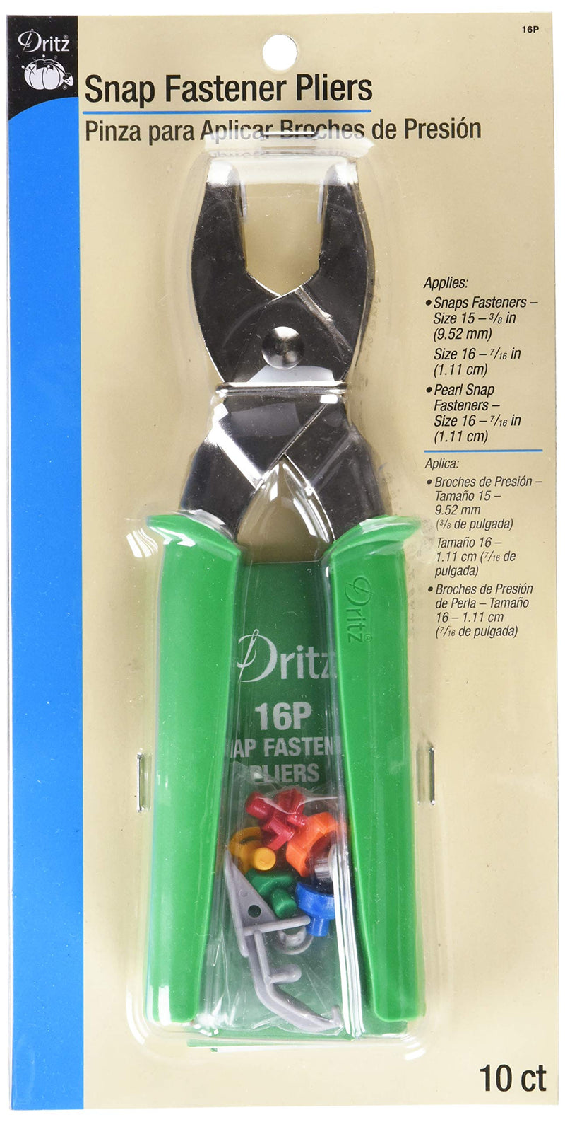 Dritz 16P Snap Fastener Pliers, Size 15 (3/8-Inch) & Size 16 (7/16-Inch), Metal Size 15 (3/8-Inch) & Size 16 (7/16-Inch) - NewNest Australia