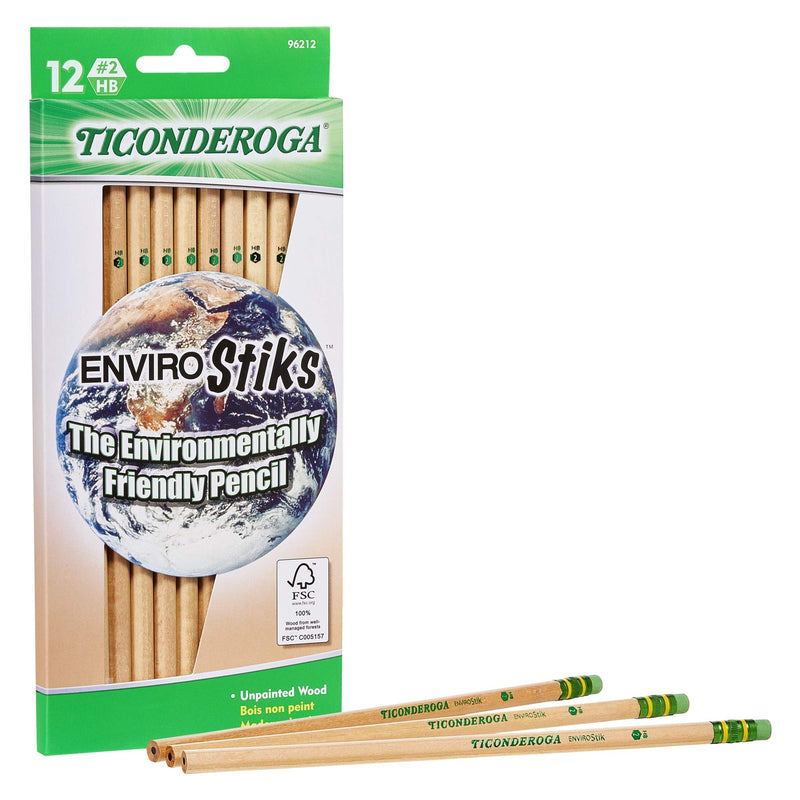 Ticonderoga EnviroStik, No. 2 Soft, Six 12-Count Hang Tab Boxes, Total 72 Pencils, (Wood-Cased Black Writing), Made from Recycled Content, 100% Recyclable (96212) - NewNest Australia