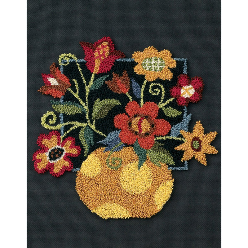 Dimensions Floral on Black Punch Needle Embroidery Kit, 8'' W x 10'' L - NewNest Australia