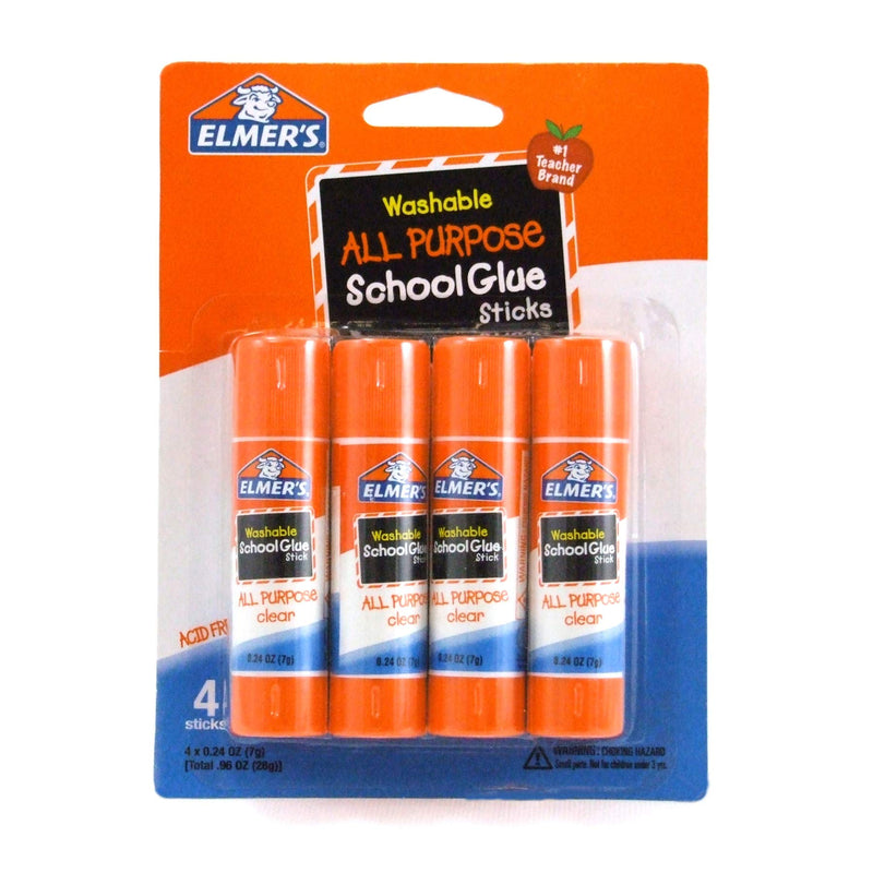 Elmer's All Purpose School Glue Sticks, Clear, Washable, 4 Pack, 0.24-ounce sticks Standard Stick 4 Count - NewNest Australia