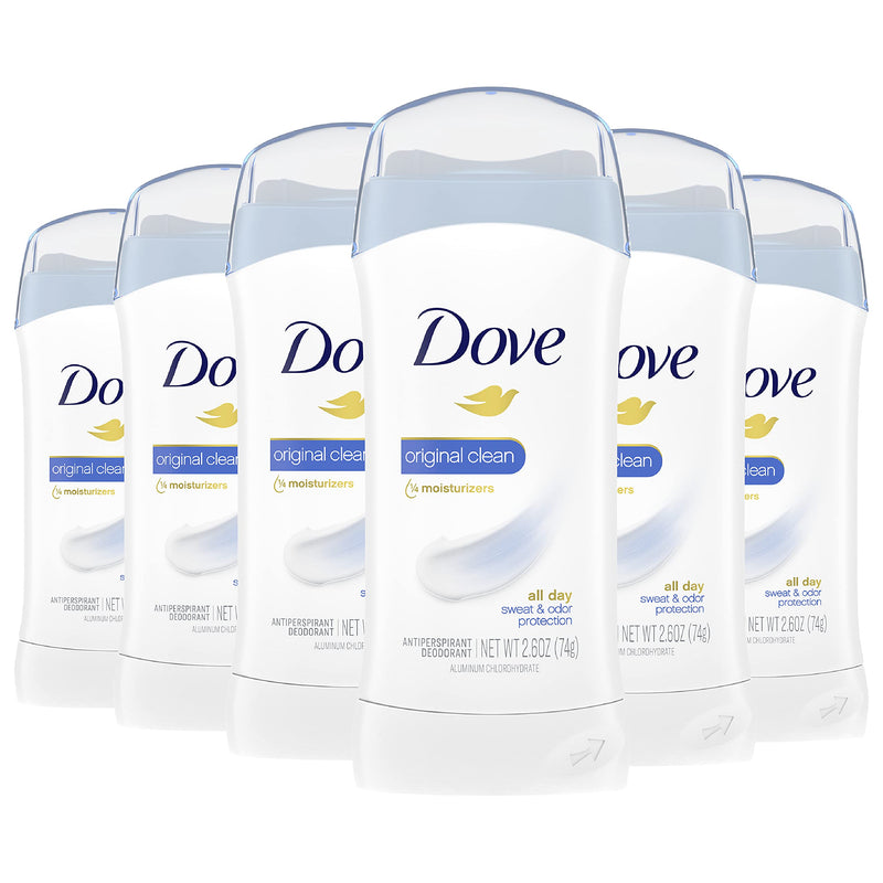 Dove Invisible Solid Antiperspirant Deodorant Stick for Women, Original Clean, For All Day Underarm Sweat & Odor Protection 2.6 oz, 6 Count - NewNest Australia