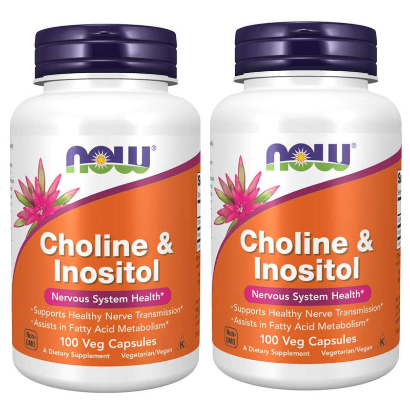 NOW Choline and Inositol 500mg, 100 Capsules (Pack of 2) - NewNest Australia