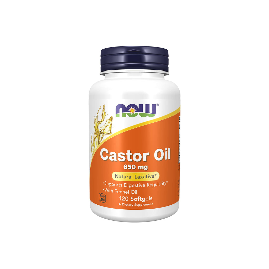 NOW Supplements, Castor Oil 650 mg with Fennel Oil, Natural Laxative*, 120 Softgels - NewNest Australia