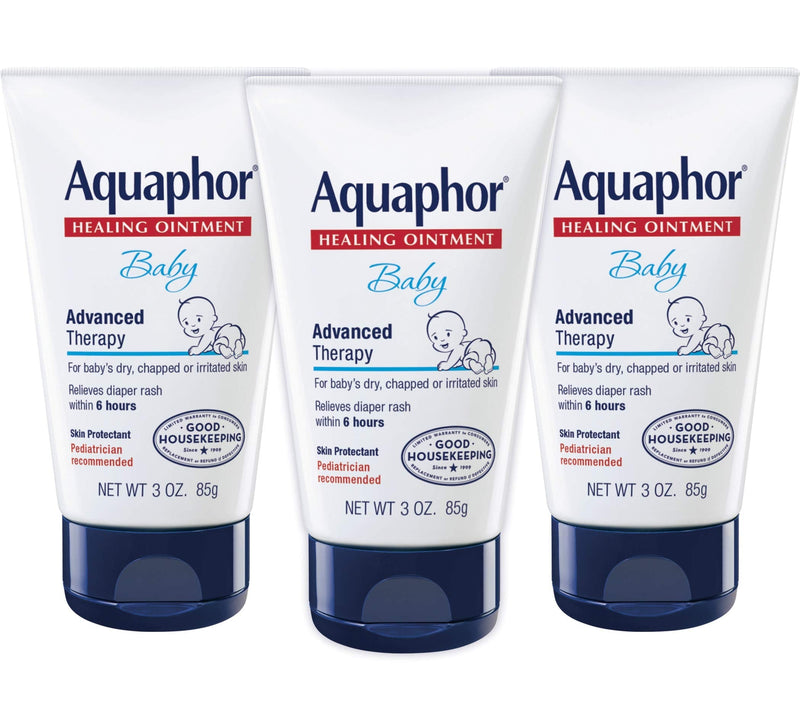 Aquaphor Baby Healing Ointment - Advanced Therapy for Chapped Cheeks and Diaper Rash - 3 oz. Tube (Pack of 3) 3 Ounce (Pack of 3) - NewNest Australia