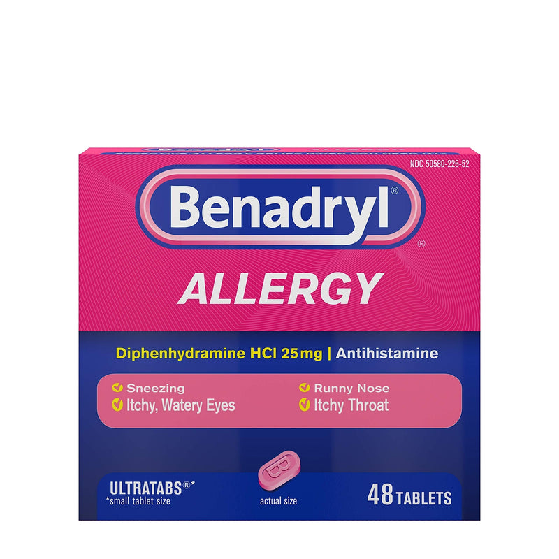 Benadryl Ultratabs Antihistamine Allergy Medicine, Diphenhydramine HCl Tablets, 48 ct 48 Count (Pack of 1) - NewNest Australia