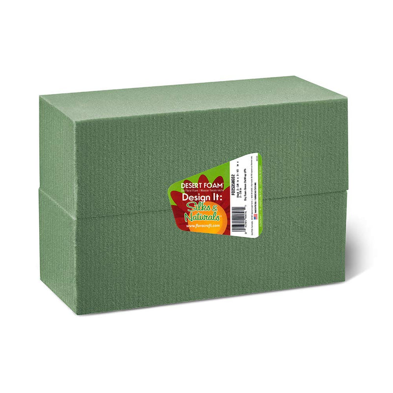 FloraCraft Floral Dry Foam 2 Piece Brick 2.6 Inch x 3.5 Inch x 7.8 Inch Green Original Version - NewNest Australia