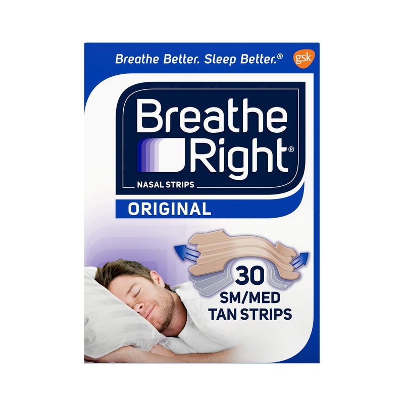 Breathe Right Original Tan Small/Medium Drug-Free Nasal Strips for Nasal Congestion Relief 30 Count (Pack of 2) - NewNest Australia