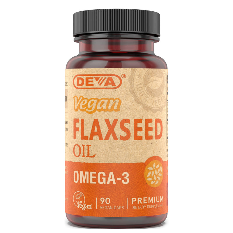 Deva Vegan Omega-3 Flaxseed Oil Supplement - 1000 MG Per Serving - Cold-Pressed & Unrefined - Fish Oil Alternative - with Omega-3 ALA - 90 Capsules, 2-Pack - NewNest Australia