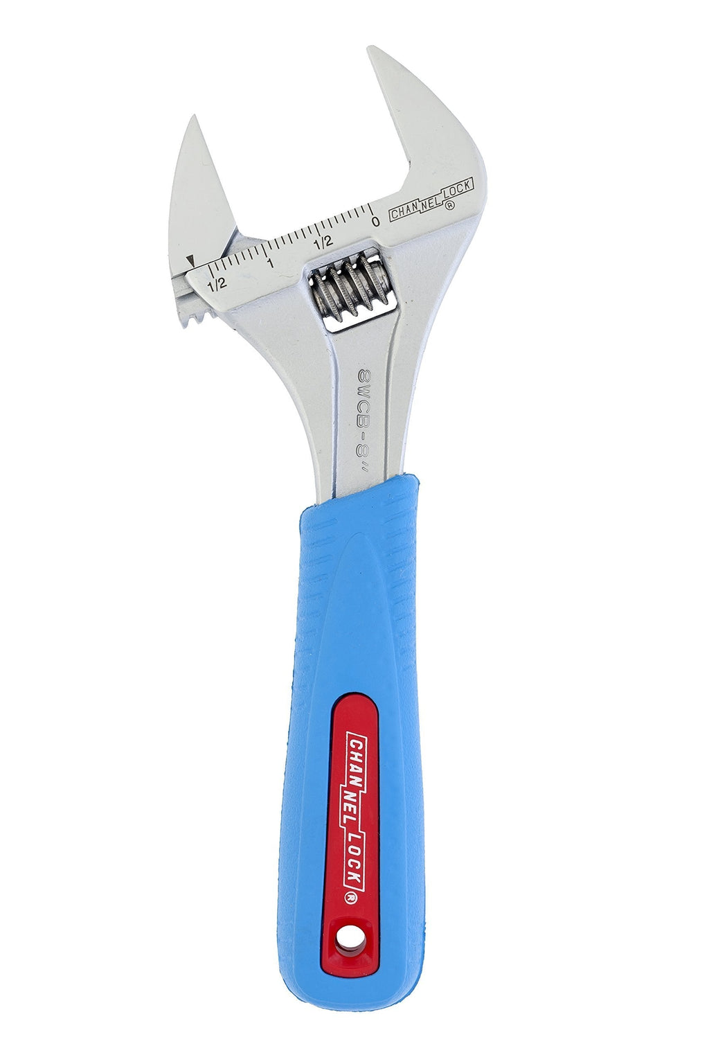 Channellock 8WCB 8-Inch WideAzz Adjustable Wrench | 1.5-Inch Wide Jaw Opening | Precise Jaw Design Grips Tight - Even in Tight Spaces | Measurement Scales Engraved on the Tool for Easy Sizing of Diameters | CODE BLUE Comfort Grip - NewNest Australia