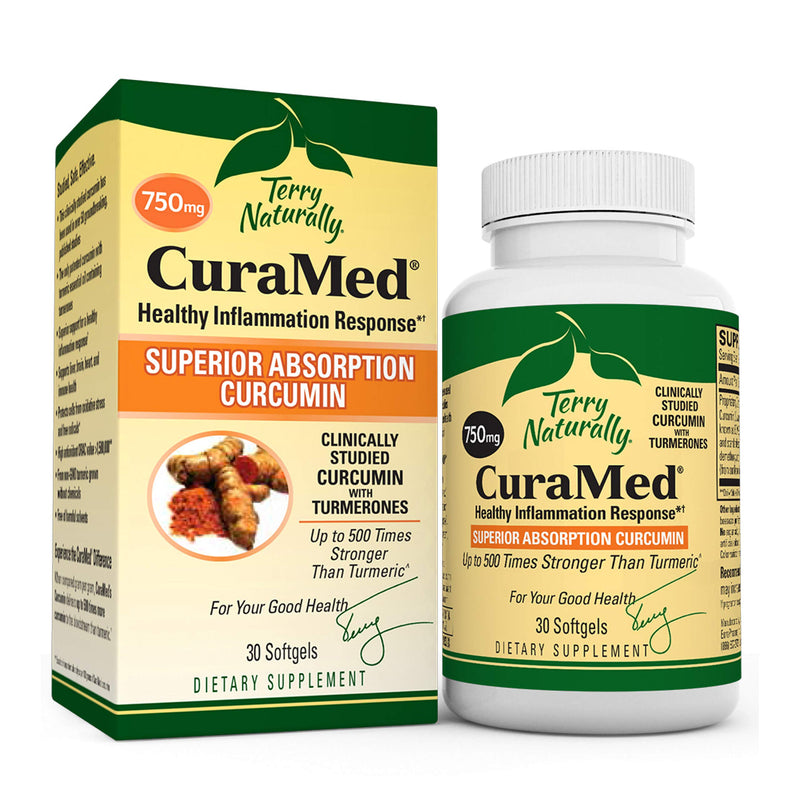 Terry Naturally CuraMed 750 mg - 30 Softgels - Superior Absorption BCM-95 Curcumin Supplement with Turmeric , Promotes Healthy Inflammation Response - Non-GMO , Gluten-Free , Halal - 30 Servings - NewNest Australia