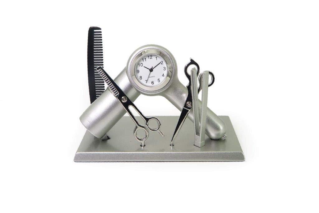 NewNest Australia - Sanis Enterprises Hair Dresser Clock, 3.75 by 3-Inch, Silver 