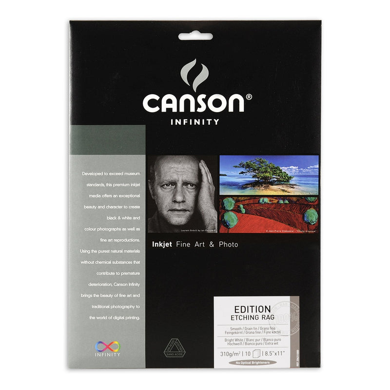 Canson Infinity Edition Etching Rag Fine Art Paper, Acid Free for Printmaking, 8.5 x 11 Inch, Bright White, 10 Sheets 8.5"X11" 10 Sheet Box - NewNest Australia