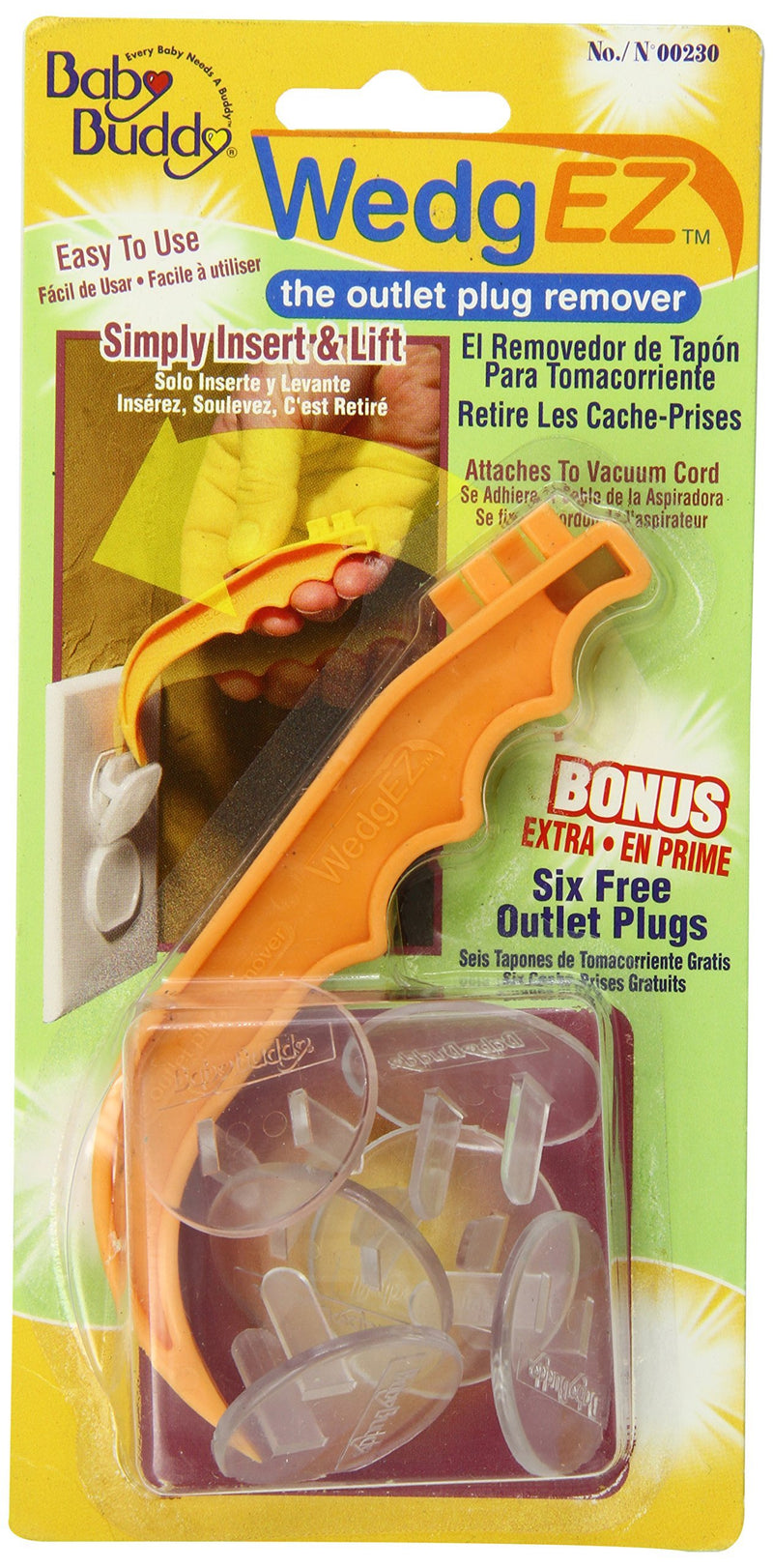 Baby Buddy WedgEZ Outlet Plug Remover with 6 Bonus Plugs, Orange/Clear - NewNest Australia