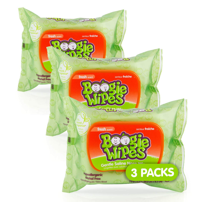 Boogie Wipes Gentle Wet Wipes for Baby and Kids, Face, Hand, Body & Nose, HSA/FSA Eligible, Made with Vitamin E, Aloe, Chamomile and Natural Saline, Fresh Scent, 30 Count, Pack of 3 - NewNest Australia