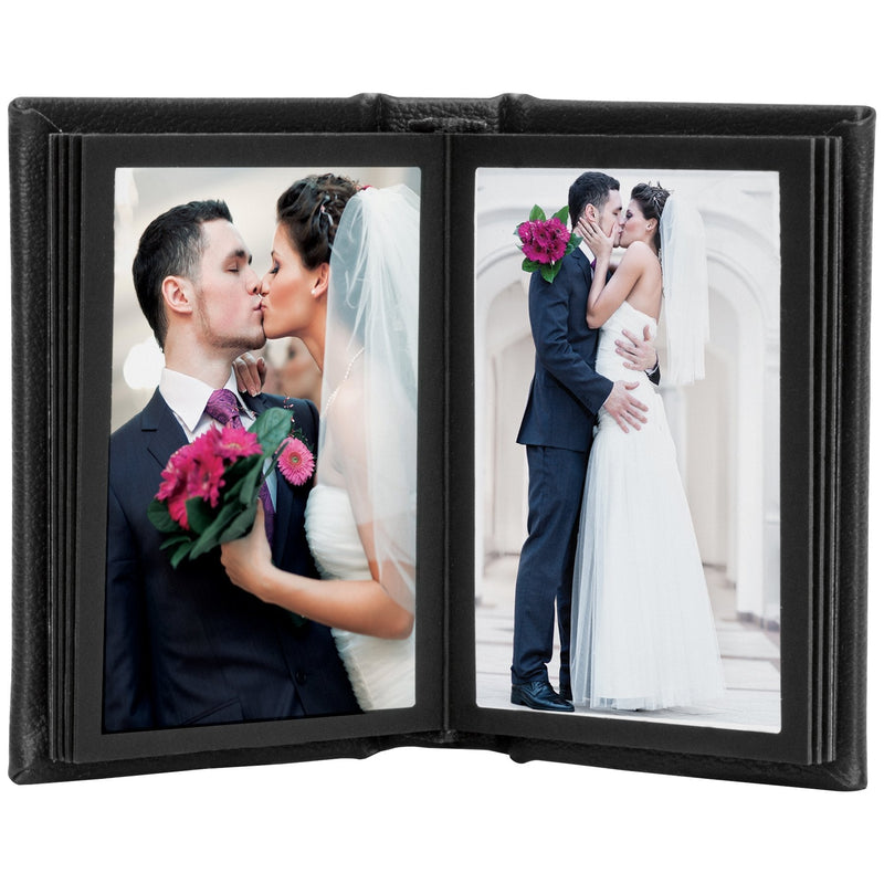2.5" x 3.5" Black Leather Self-Stick Photo Album 2.5" x 3.5" - NewNest Australia