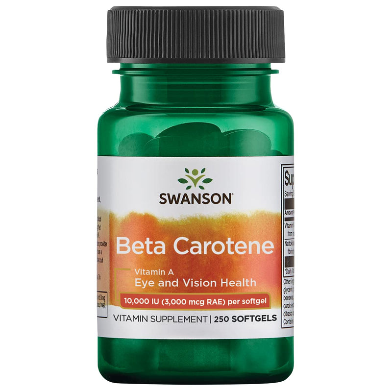 Swanson Beta-Carotene (Vitamin A) Skin Eye Immune System Health Antioxidant Support 10000 Iu (3000 mcg) 250 Sgels 1 - NewNest Australia