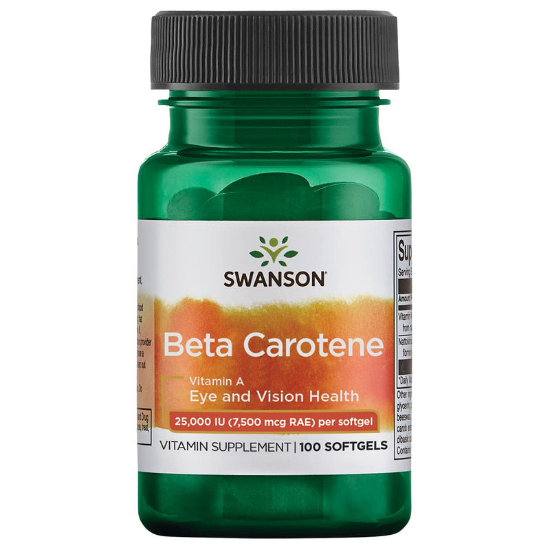 Swanson Beta-Carotene (Vitamin A) 25000 Iu (7500 mcg) 100 Sgels 100 Count (Pack of 1) - NewNest Australia