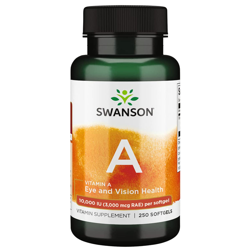 Swanson Immune Supportive Cod Liver Derived High Absorption Vitamin A 10000 Iu (3000 mcg RAE) Bone & Skin Health Vision Support 250 Softgels 250 Count (Pack of 1) - NewNest Australia
