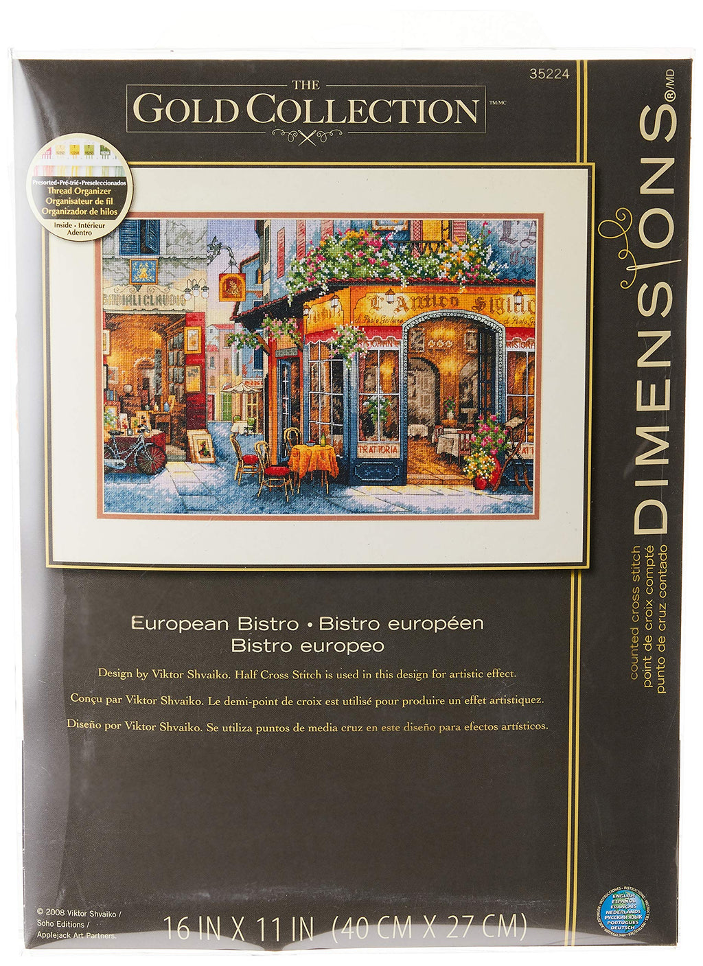 Dimensions Gold Collection Counted Cross Stitch Kit, European Bistro, 16 Count Dove Grey Aida, 11'' x 16'' - NewNest Australia