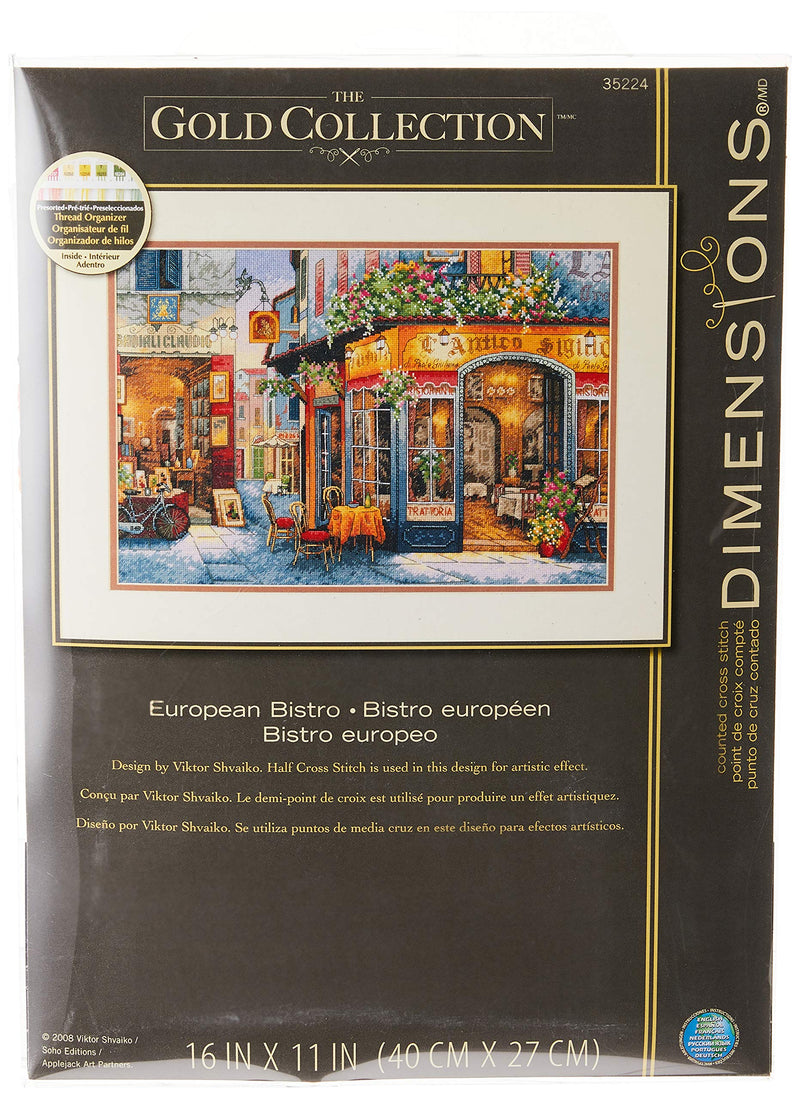 Dimensions Gold Collection Counted Cross Stitch Kit, European Bistro, 16 Count Dove Grey Aida, 11'' x 16'' - NewNest Australia