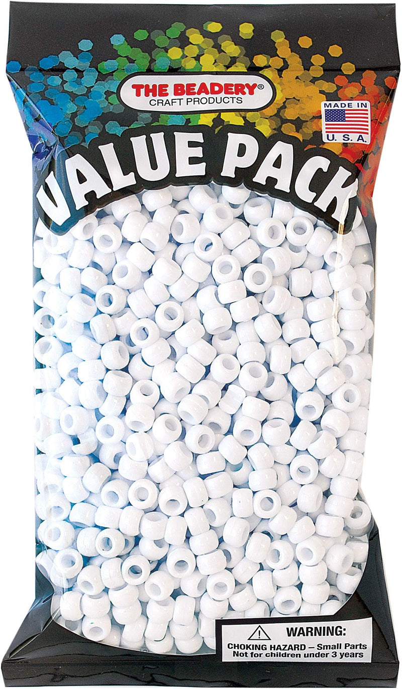 The Beadery 6 by 9mm Barrel Pony Bead, White, 900-Pieces - NewNest Australia