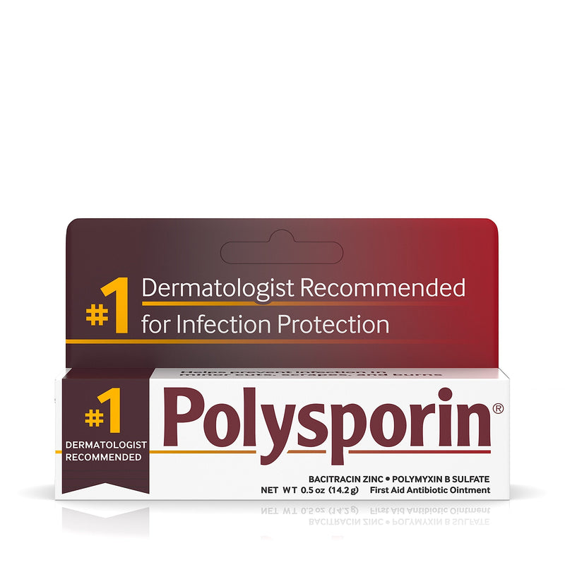 Polysporin First Aid Topical Antibiotic Ointment with Bacitracin Zinc & Polymyxin B Sulfate, For Infection Protection & Wound Care Without Neomycin, Travel Size, 0.5 oz - NewNest Australia