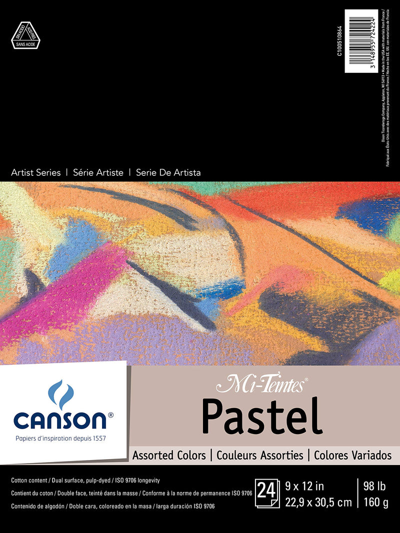 CANSON Mi-Teintes Pastel Pad, Assorted Colors 9"X12" Fold Over (100510864) , White - NewNest Australia