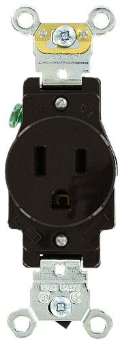 Leviton 5261 15 Amp, 125 Volt, Industrial Heavy Duty Grade, Single Receptacle, Straight Blade, Self Grounding, Brown - NewNest Australia