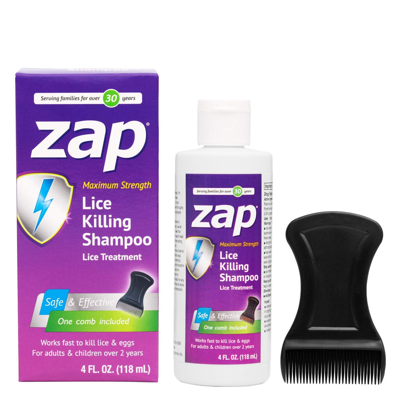 Zap Lice Treatment Extra Strength - Lice Shampoo That Kills Eggs and Lice - Lice Kit Comb Included 4 FL OZ. - NewNest Australia