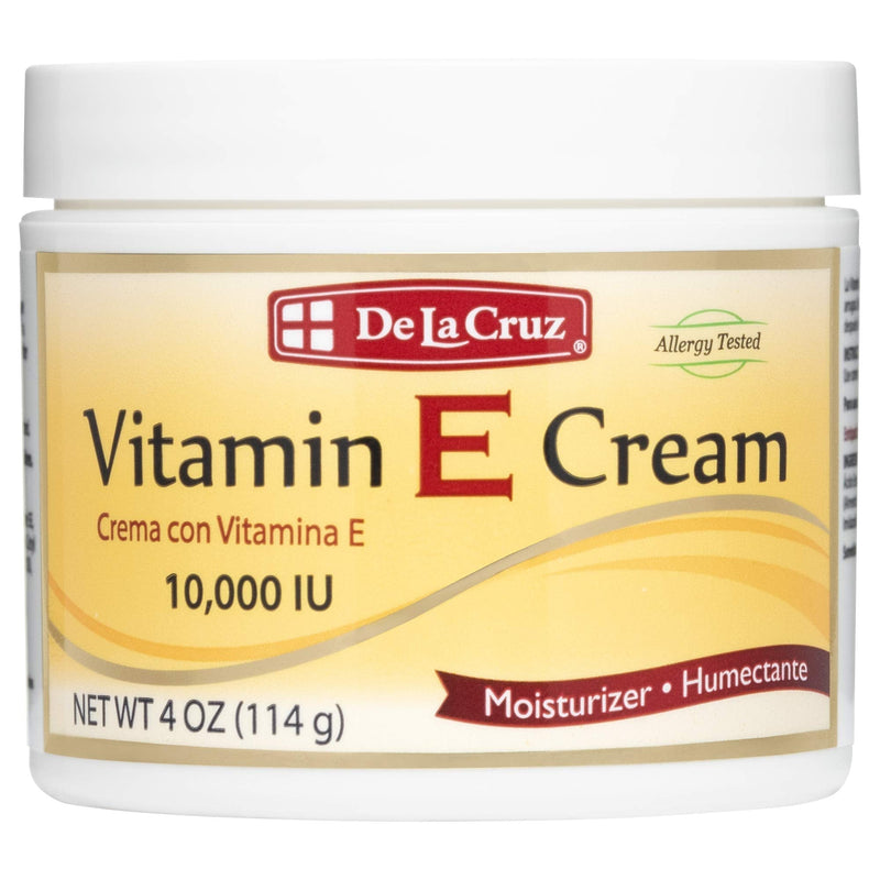 De La Cruz Vitamin E Cream Moisturizer for Face and Neck - Moisturizing Anti-Aging Skin Care for All Skin Types - Made in USA, 4 OZ. 1 Pack - NewNest Australia
