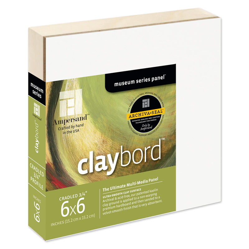 Ampersand Art Supply Wood Painting Panel: Museum Series Claybord, 6" x 6", 3/4 Inch Depth - NewNest Australia