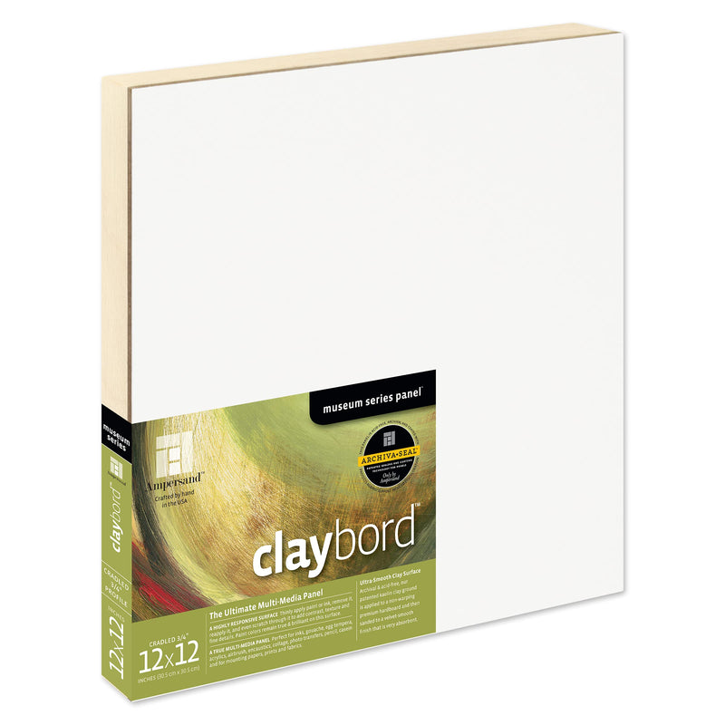Ampersand Art Supply Wood Painting Panel: Museum Series Claybord, 12" x 12", 3/4 Inch Depth - NewNest Australia