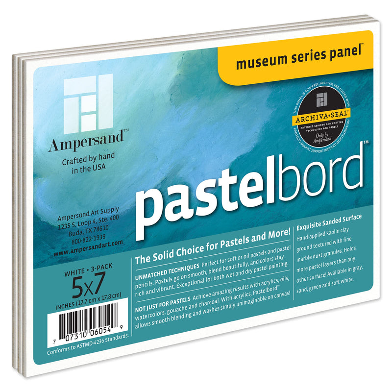 Ampersand Art Supply Pastel Painting Panel: Museum Series Pastelbord, 5" x 7", White-1/8 Inch Depth 3 - NewNest Australia
