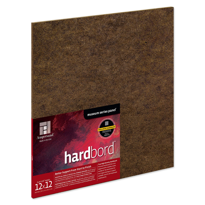 Ampersand Art Supply Hardboard Wood Painting Panel: Museum Series Hardbord, 12"x12", 1/8 Inch Flat Profile 12"x12" - NewNest Australia