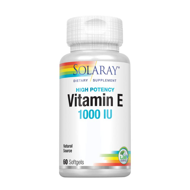 Solaray Vitamin E, d-Alpha Tocopherol 1000IU | for Healthy Cardiac Function, Antioxidant Activity & Skin Health Support | Lab Verified | 60 Softgels - NewNest Australia