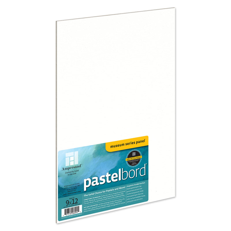 Ampersand Art Supply Pastel Painting Panel: Museum Series 1/8 Inch Flat Profile Pastelbord, 9" x 12", White - NewNest Australia